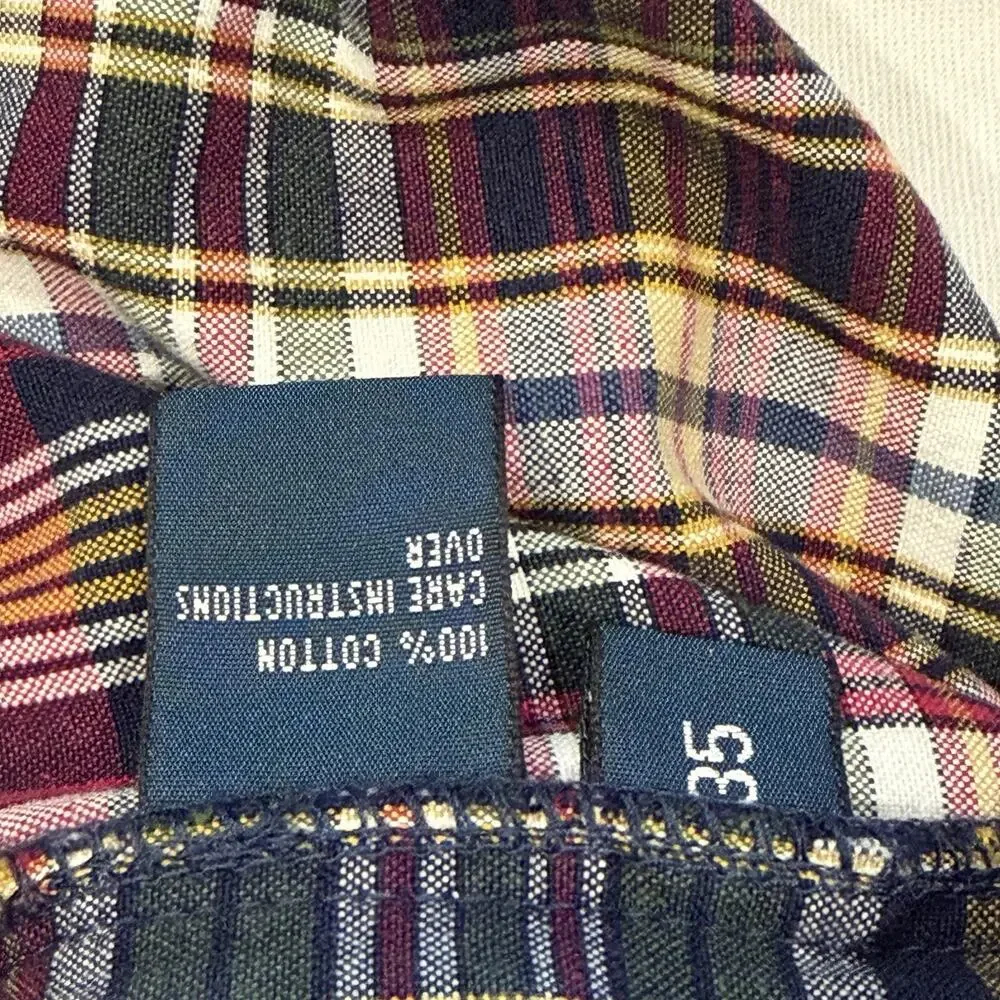 Vintage Polo Ralph Lauren Tyler Shorts Mens 35 Madras Plaid Pleated Cotton